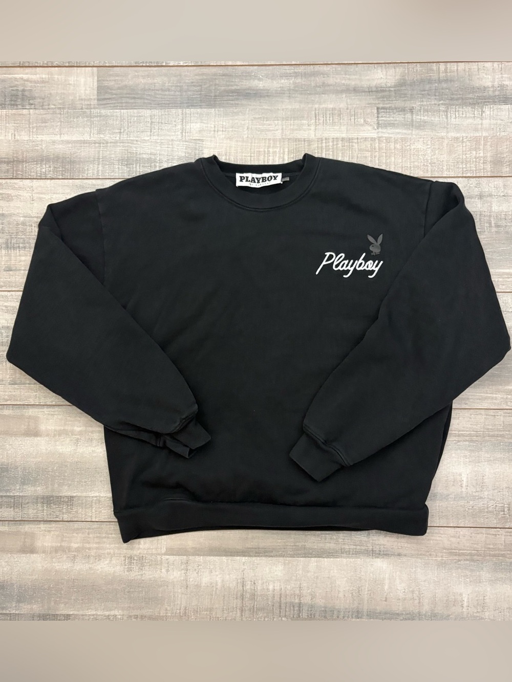 Playboy by PacSun Adult Large Black Embroidered Bunny Logo Crewneck Sweatshirt